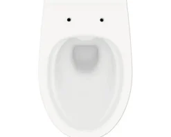 Cersanit Wand-WC Set SAVIO Tiefspüler ohne Spülrand weiß glänzend mit Beschichtung mit WC-Sitz, Montagelement und Drückerplatte chrom S701-828