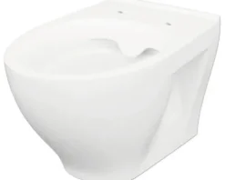 Cersanit Wand-WC Set SAVIO Tiefspüler ohne Spülrand weiß glänzend mit Beschichtung mit WC-Sitz, Montagelement und Drückerplatte chrom S701-828