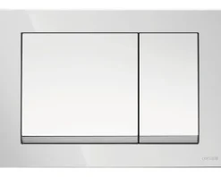 Cersanit Wand-WC Set SAVIO Tiefspüler ohne Spülrand weiß glänzend mit Beschichtung mit WC-Sitz, Montagelement und Drückerplatte chrom S701-828