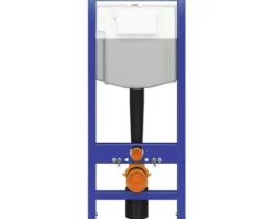 Cersanit Wand-WC Set VIRGO Tiefspüler VIRGO Tiefspüler ohne Spülrand weiß glänzend mit WC-Sitz , Vorwandelement und Betätigungsplatte Accento Square chrom SZWZ1008456282