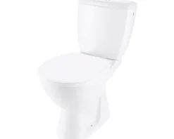 Cersanit WC-Kombination Set Basic Tiefspüler mit Spülrand weiß glänzend mit WC-Sitz FSS1100