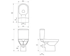 Cersanit WC-Kombination Set City Tiefspüler ohne Spülrand weiß glänzend mit WC-Sitz K35-037