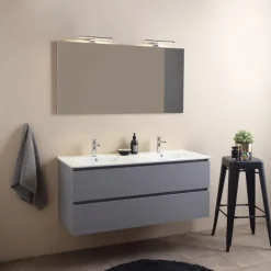 120 cm Badmöbel-Set120 mit Doppelwaschbecken und Schubladen, graue Ausführung | Barcellona