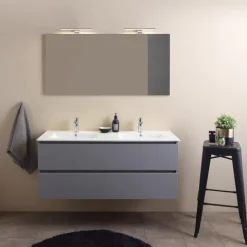 120 cm Badmöbel-Set120 mit Doppelwaschbecken und Schubladen, graue Ausführung | Barcellona