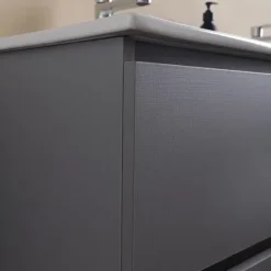120 cm Badmöbel-Set120 mit Doppelwaschbecken und Schubladen, graue Ausführung | Barcellona