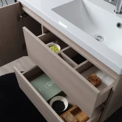90cm Möbelset für das Bad mit Waschbecken auf der rechten Seite | Malaga