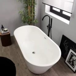 150 cm ovale Badewanne glänzend weiß  | Allegra