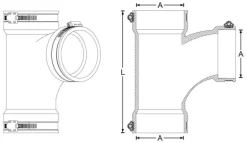CRASSUS Flexibler Abzweig CFA 118 (106-118, 4''), CRA15073, zur Verbindung zweier Abwasserrohre von gleichen Außendurchmesser