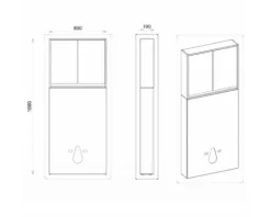 Devo Spülkastenverkleidung mit Schrank Cristal 2.0 BxHxT 80 x 188 x 19 cm alpine white/signal white glass