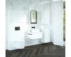 Devo Spülkastenverkleidung mit Schrank Cristal 2.0 BxHxT 80 x 188 x 19 cm alpine white/signal white glass