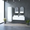 Devo Waschbeckenunterschrank Cristal 2.0 BxHxT 120 x 32 x 49 cm alpine white/signal white glass