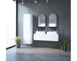 Devo Waschbeckenunterschrank Cristal 2.0 BxHxT 120 x 32 x 49 cm alpine white/signal white glass