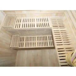 Dewello® Finnische Traditionelle Sauna SARNIA 180cm x 140cm inkl. 6 KW Harvia Ofen, inkl. Aufguss-Set, Sanduhr, Thermometer