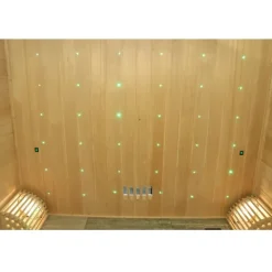 Dewello® Finnische Traditionelle Sauna SARNIA PLUS 180cm x 140cm inkl. 6 KW Harvia Ofen, inkl. Aufguss-Set, Sanduhr, Thermometer