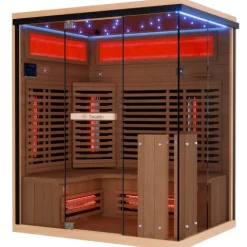 Dewello® Infrarotkabine Infrarotsauna KENORA 160cm x 120cm inkl. 7 Vollspektrumstrahler, 3 Karbonstrahler, LED