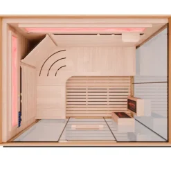 Dewello® Infrarotkabine Infrarotsauna KENORA 160cm x 120cm inkl. 7 Vollspektrumstrahler, 3 Karbonstrahler, LED