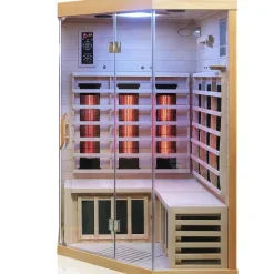 Dewello® Infrarotkabine Infrarotsauna BRANDON 120cm x 120cm inkl. 6 Vollspektrumstrahler, 3 Karbonstrahler, 2 Personen