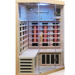 Dewello® Infrarotkabine Infrarotsauna BRANDON 120cm x 120cm inkl. 6 Vollspektrumstrahler, 3 Karbonstrahler, 2 Personen