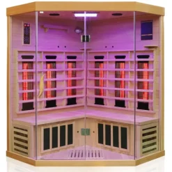 Dewello® Infrarotkabine Infrarotsauna BRANDON 140cm x 140cm inkl. 6 Vollspektrumstrahler, 3 Karbonstrahler, 2 Personen