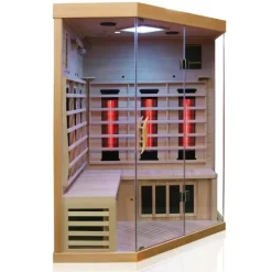 Dewello® Infrarotkabine Infrarotsauna BRANDON 140cm x 140cm inkl. 6 Vollspektrumstrahler, 3 Karbonstrahler, 2 Personen