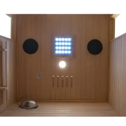 Dewello® Infrarotkabine Infrarotsauna CALGARY 90cm x 90cm inkl. 4 Vollspektrumstrahler, Farblichtherapie, LED
