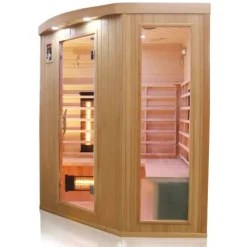 Dewello® Infrarotkabine Infrarotsauna HALEY 160cm x 160cm inkl. 8 Vollspektrumstrahler, Karbonstrahler, Radio, Farblicht