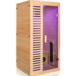 Dewello® Infrarotkabine Infrarotsauna HAMLIN 90cm x 90cm inkl. 4 Keramikstrahler, Karbon Karbonstrahler, 1Person, LED