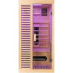 Dewello® Infrarotkabine Infrarotsauna HAMLIN 90cm x 90cm inkl. 4 Keramikstrahler, Karbon Karbonstrahler, 1Person, LED