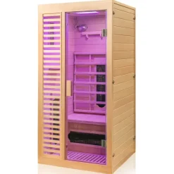 Dewello® Infrarotkabine Infrarotsauna HAMLIN 90cm x 90cm inkl. 4 Keramikstrahler, Karbon Karbonstrahler, 1Person, LED