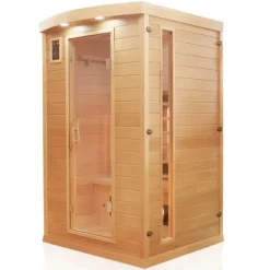 Dewello® Infrarotkabine Infrarotsauna HYDER 115cm x 105cm inkl. 6 Vollspektrumstrahler, Radio, Farblicht, 2 Personen,LED