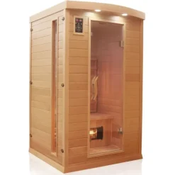 Dewello® Infrarotkabine Infrarotsauna HYDER 115cm x 105cm inkl. 6 Vollspektrumstrahler, Radio, Farblicht, 2 Personen,LED