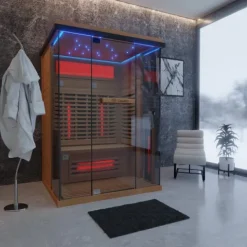 Dewello® Infrarotkabine Infrarotsauna KENORA 130cm x 105cm inkl. 5 Vollspektrumstrahler, 3 Karbonstrahler, LED