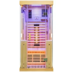 Dewello® Infrarotkabine Infrarotsauna KINGSTON 90cm x 90cm inkl. 3 Vollspektrumstrahler, 4 Karbonstrahler, Farblicht,LED