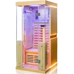 Dewello® Infrarotkabine Infrarotsauna KINGSTON 90cm x 90cm inkl. 3 Vollspektrumstrahler, 4 Karbonstrahler, Farblicht,LED