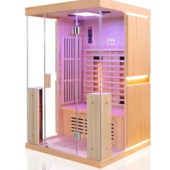 Dewello® Infrarotkabine Infrarotsauna KINGSTON 130cm x 105cm inkl. 4 Vollspektrumstrahler, 2 Karbonstrahler, 2 Personen