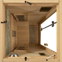 Dewello® Infrarotkabine Infrarotsauna MILTON 90cm x 90cm inkl. 4 Vollspektrumstrahler, Karbonstrahler, 1 Person, LED