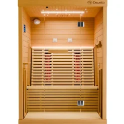 Dewello® Infrarotkabine Infrarotsauna PALERMO 135cm x 120cm inkl. 6 Vollspektrumstrahler, 2 Karbonstrahler, LED
