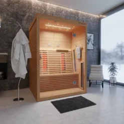 Dewello® Infrarotkabine Infrarotsauna PALERMO 135cm x 120cm inkl. 6 Vollspektrumstrahler, 2 Karbonstrahler, LED