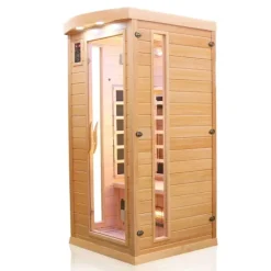 Dewello® Infrarotkabine Infrarotsauna PIERSON 90cm x 90cm inkl. 3 Vollspektrumstrahler, 3 Karbonstrahler, Farblicht, LED
