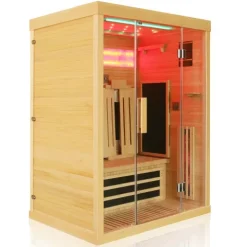 Dewello® Infrarotkabine Infrarotsauna SALTCOATS 135cm x 105cm inkl. 4 Vollspektrumstrahler, 4 Karbonstrahler, 2 Personen