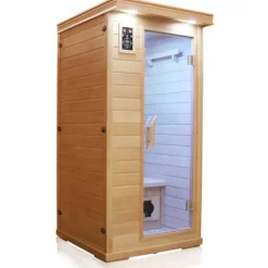 Dewello® Infrarotkabine Infrarotsauna WINDSOR 90cm x 90cm inkl. 4 Keramikstrahler, Karbonstrahler und Zubehör, 1 Person
