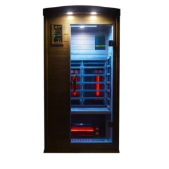 Dewello® Infrarotkabine PIERSON PRO 100x100 für 1 Person, Hemlockholz & Zeder, 3 DUO-Vollspektrumstrahler, 3 Karbonstrahler
