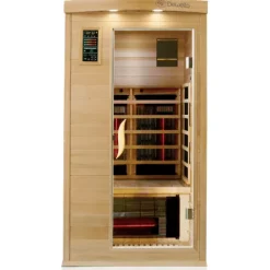 Dewello® Infrarotkabine PIERSON PRO 100x100 für 1 Person, Hemlockholz & Zeder, 3 DUO-Vollspektrumstrahler, 3 Karbonstrahler