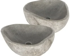 Differnz Aufsatzwaschbecken Lombok Duo ca. 50 cm Naturstein Riverstone grau matt 36.102.40