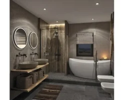 Differnz Aufsatzwaschbecken Lombok Duo ca. 50 cm Naturstein Riverstone grau matt 36.102.40