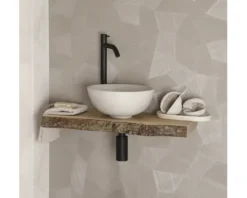 Differnz Aufsatzwaschbecken SLIM 28,5 x 28,5 cm Keramik Betonoptik hellgrau matt 38.010.85