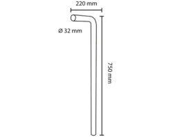 Differnz Abgangsbogen für Waschtische 750 x 220 mm Ø32 mm chrom