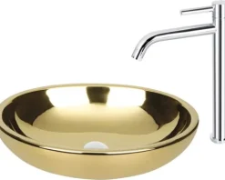 Differnz Aufsatzwaschbecken Dias 50 x 38 cm gold glänzend 38.010.51