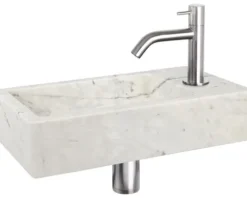 Differnz Handwaschbecken Hura L 40 x 22 cm Marmor weiß
