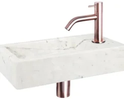 Differnz Handwaschbecken Hura L 40 x 22 cm Marmor weiß